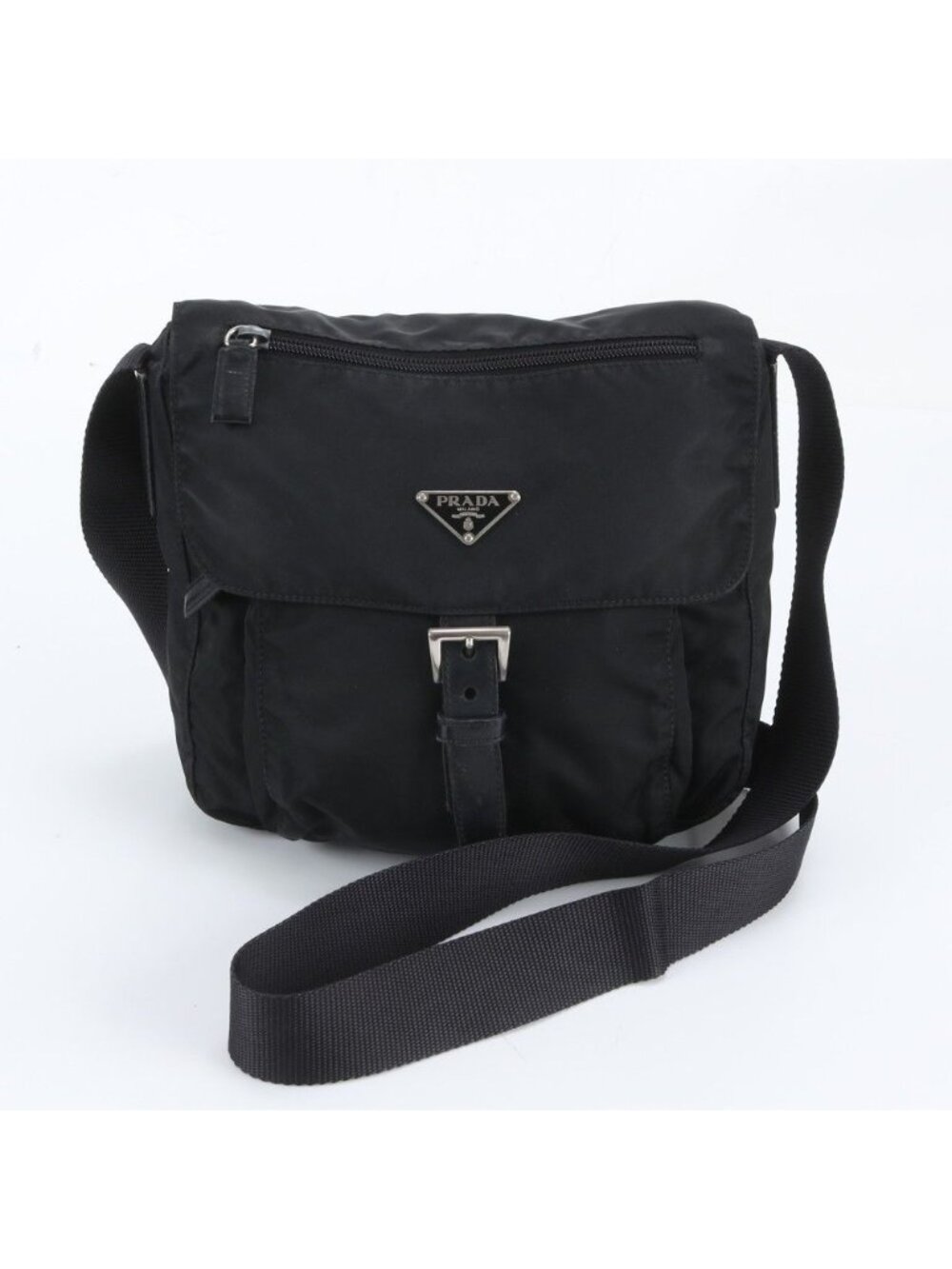 Prada Tessuto Nylon Triangle Logo White Tag Shoulder Bag Crossbody Messenger